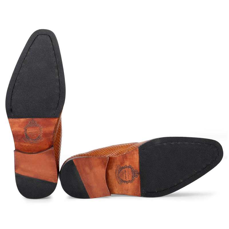 Bourne Fish-embossed Tassel Loafers in Tan