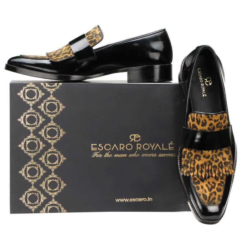 Villard Leopard-print Kiltie Loafers in Black