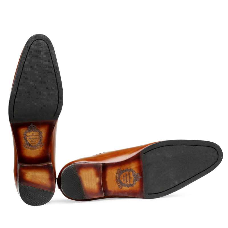 Garrick Tiger-Lasered Wholecut Oxfords in Tan