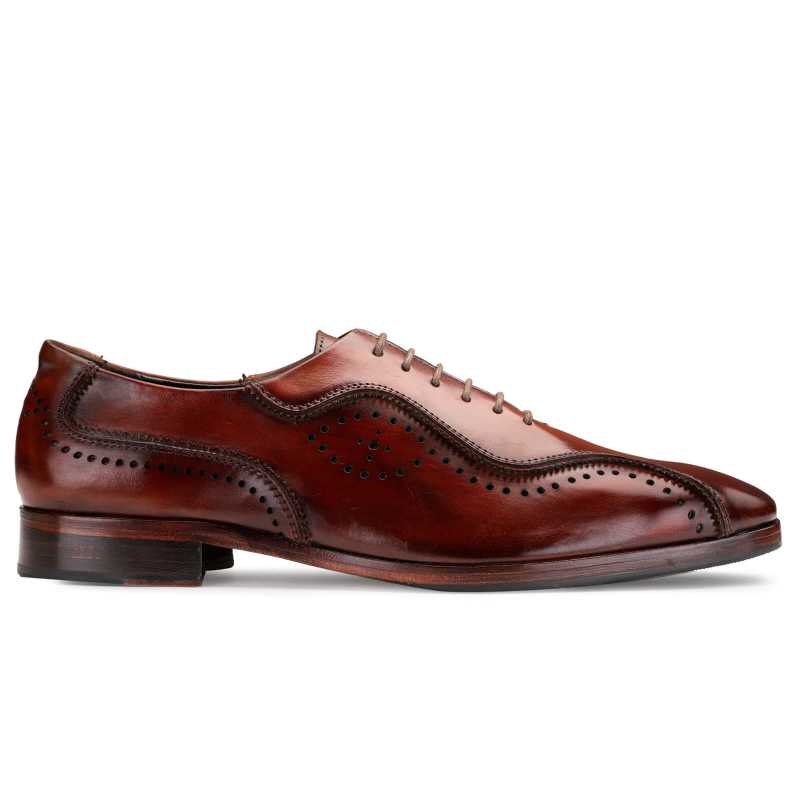 Earl Wavy Patina Oxford Shoes in Wine
