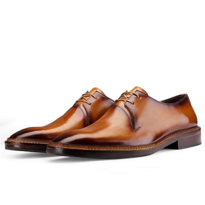 Baron Welted Derby Shoes in Tan