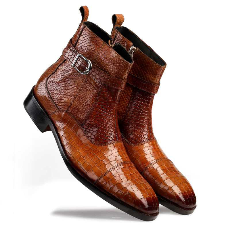 Noble Ankle Boots with Zipper in Cognac
