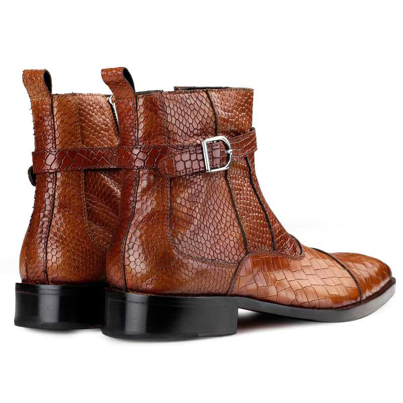 Noble Ankle Boots with Zipper in Cognac