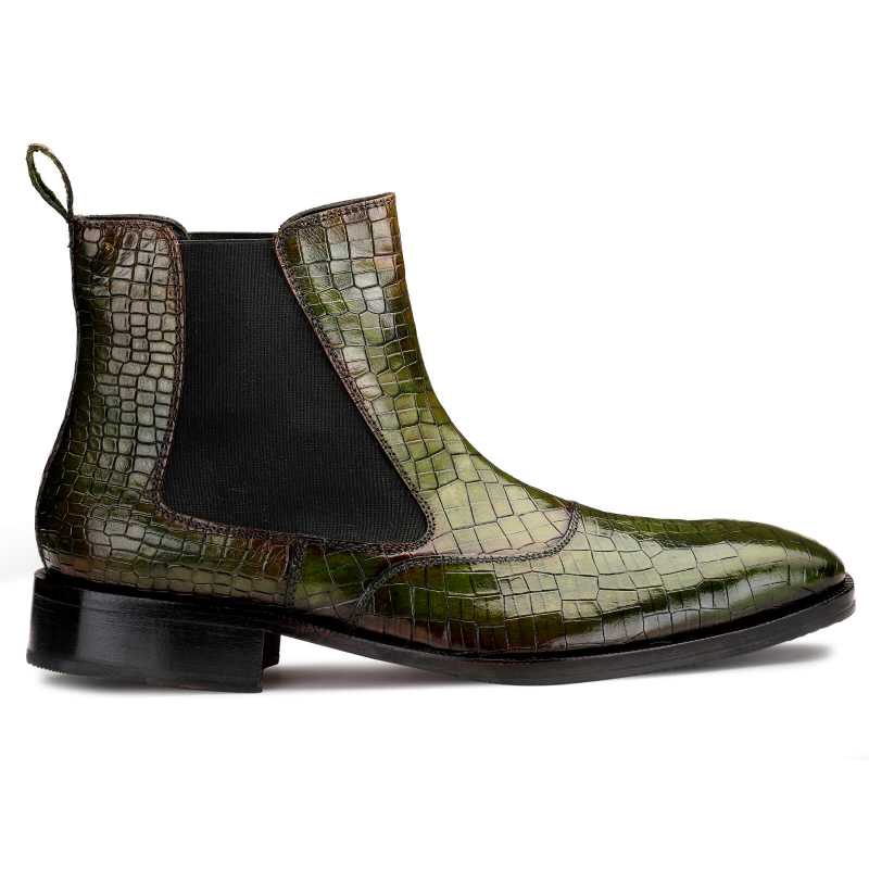 Regal Croco-Embossed Chelsea Boots in Green