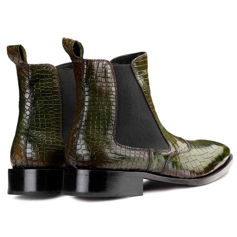 Regal Croco-Embossed Chelsea Boots in Green