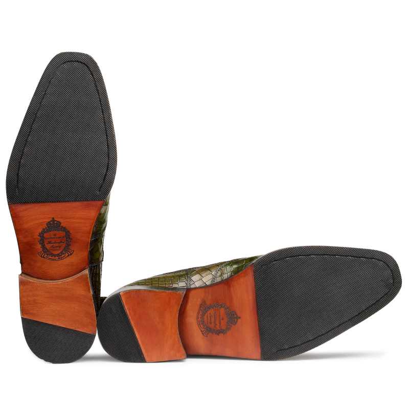 Regal Croco-Embossed Chelsea Boots in Green