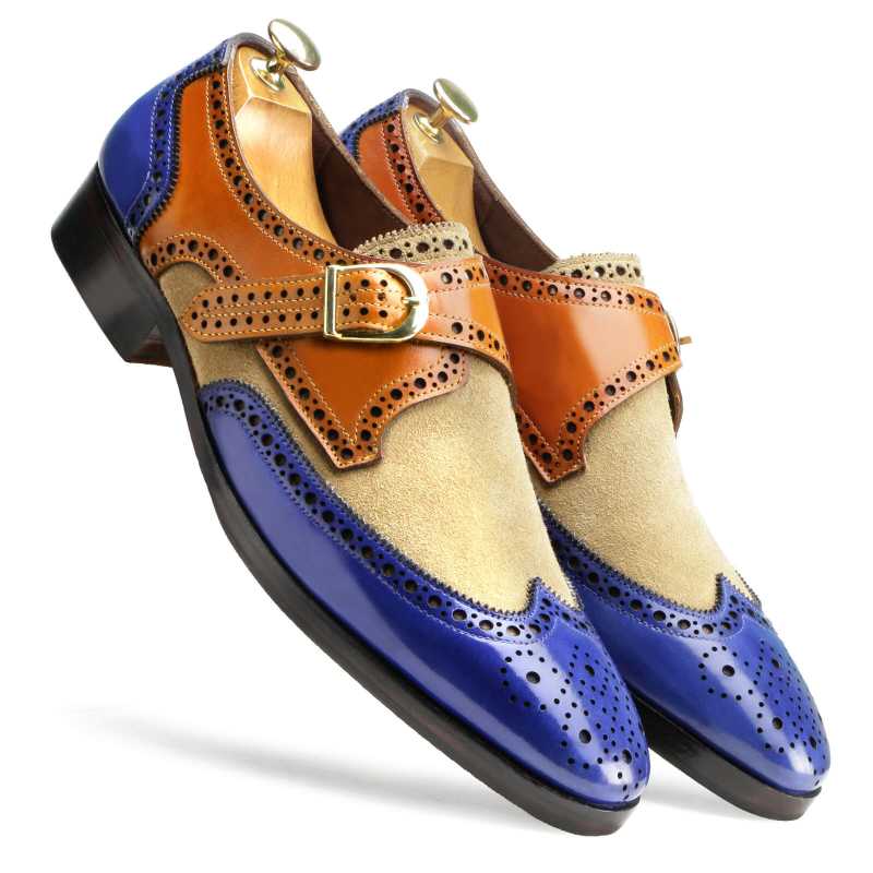 Julius Wingtip Designer Double Monks in Multicolor