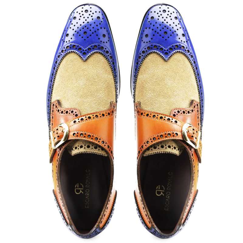 Julius Wingtip Designer Double Monks in Multicolor