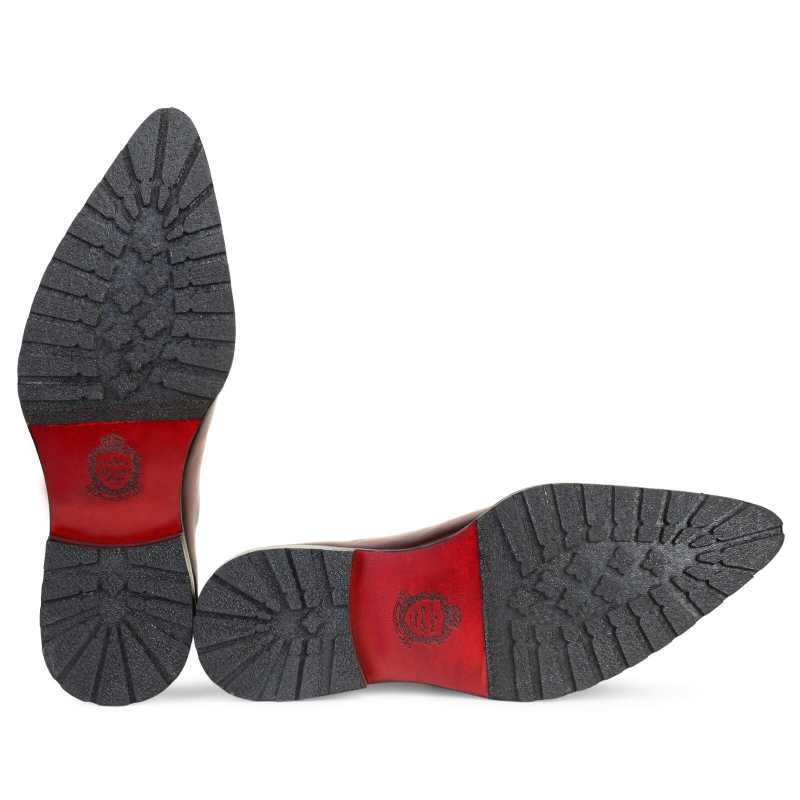 Aristo Snip-Toe Studded Oxfords in Wine-Tan