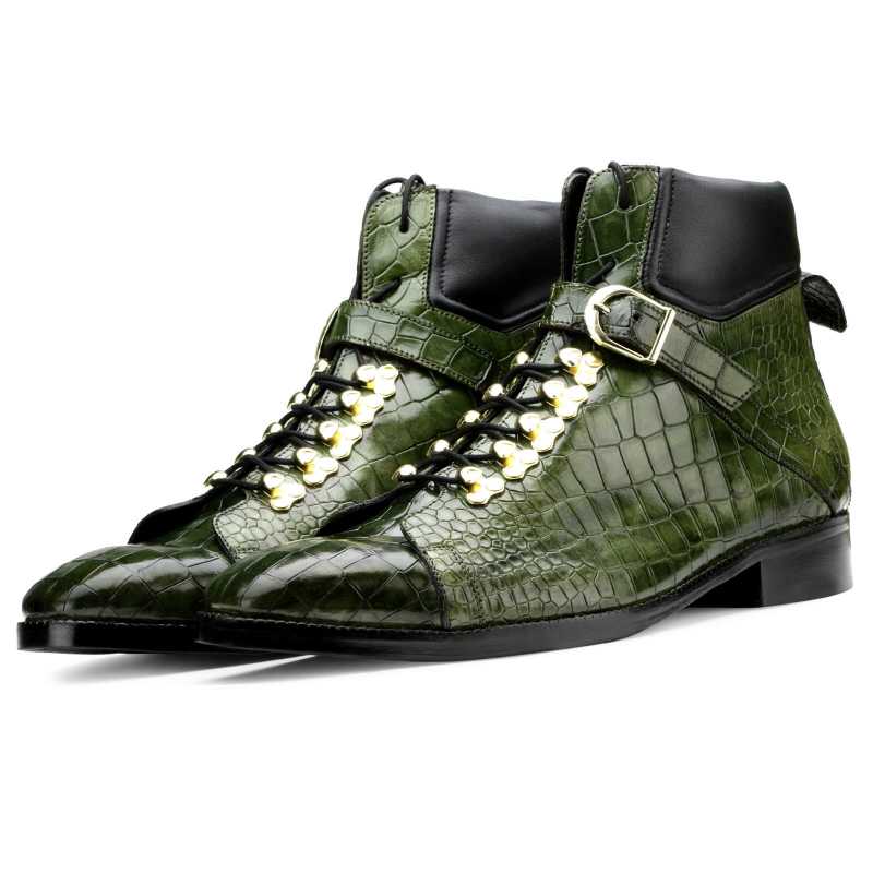 Faris Laceup Boots in Green