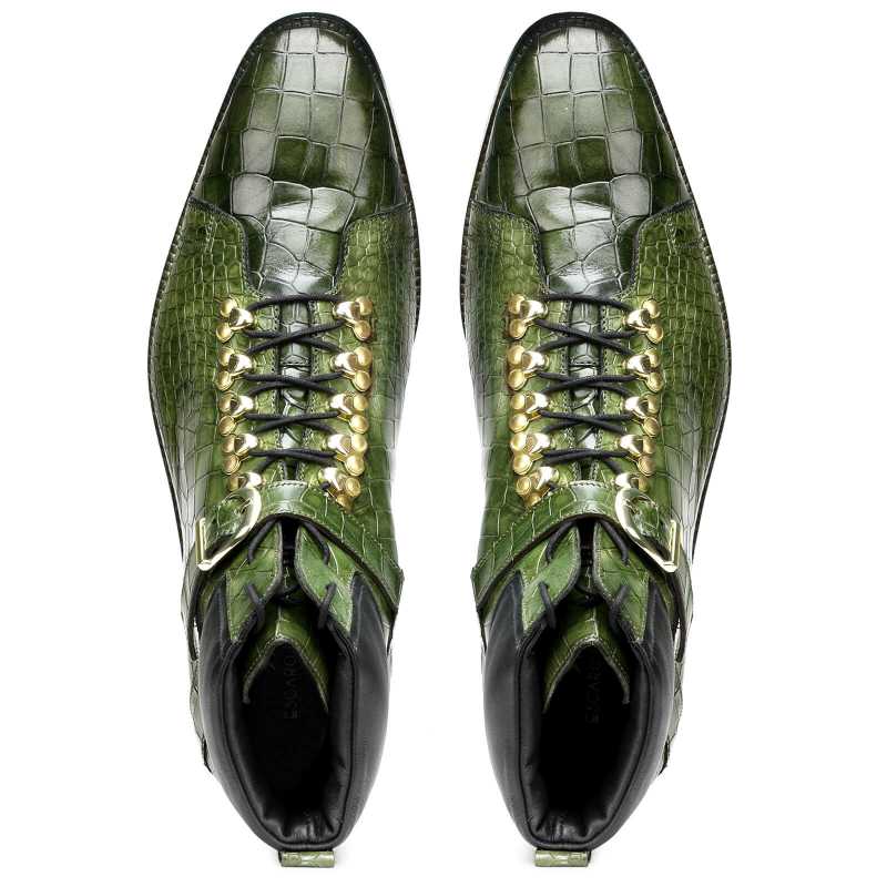 Faris Laceup Boots in Green