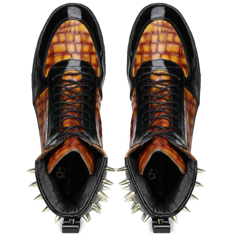 Monarcho Studded Hightop Sneakers in Cognac