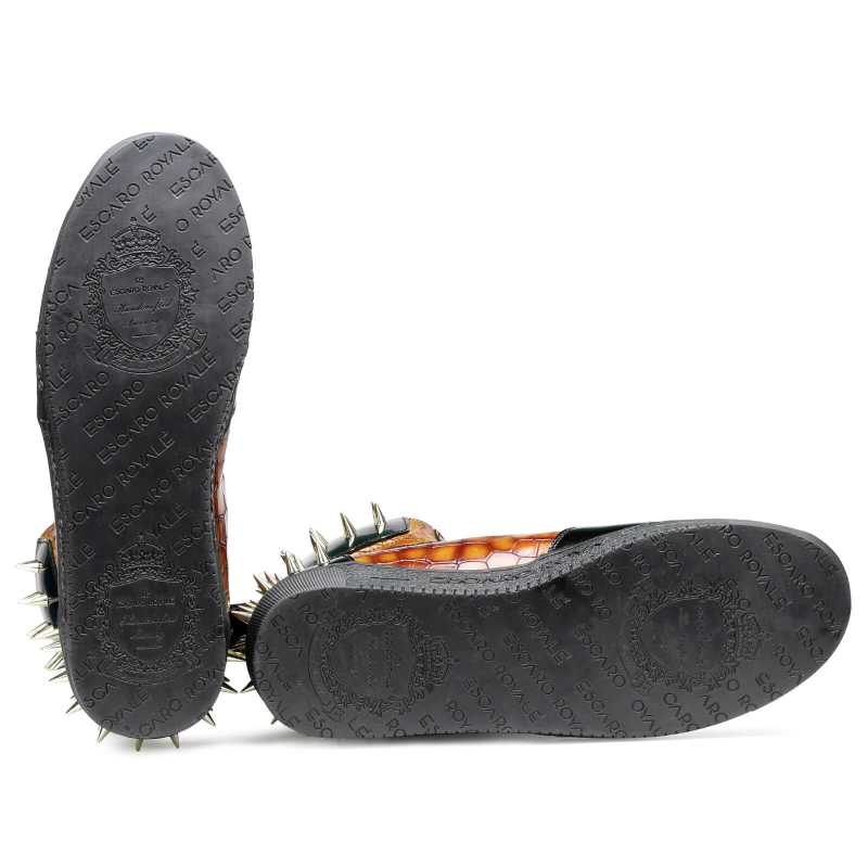 Monarcho Studded Hightop Sneakers in Cognac