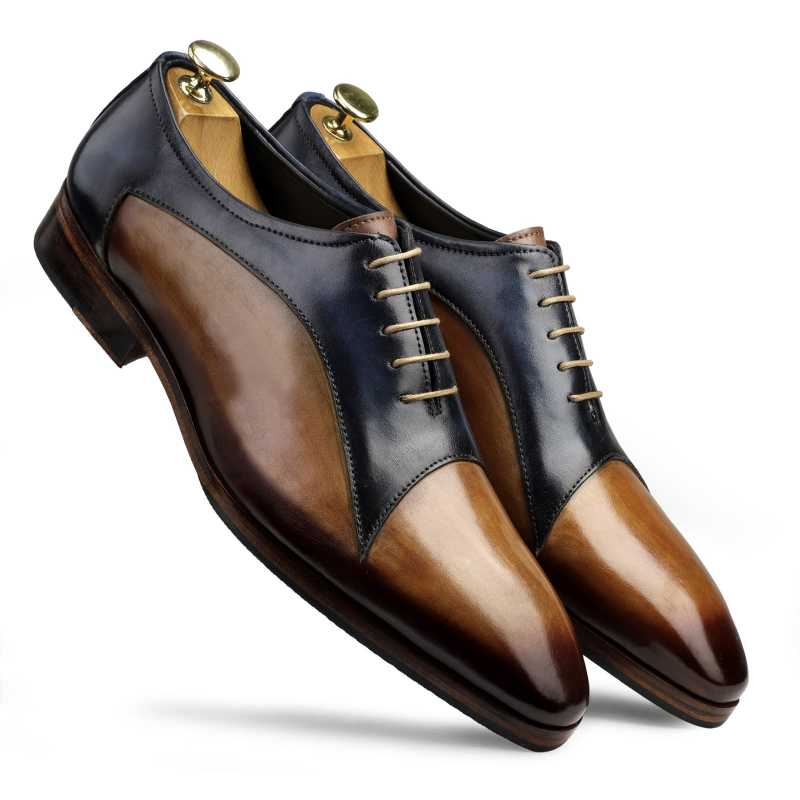 Hawk Derby Shoes in Tan and Blue