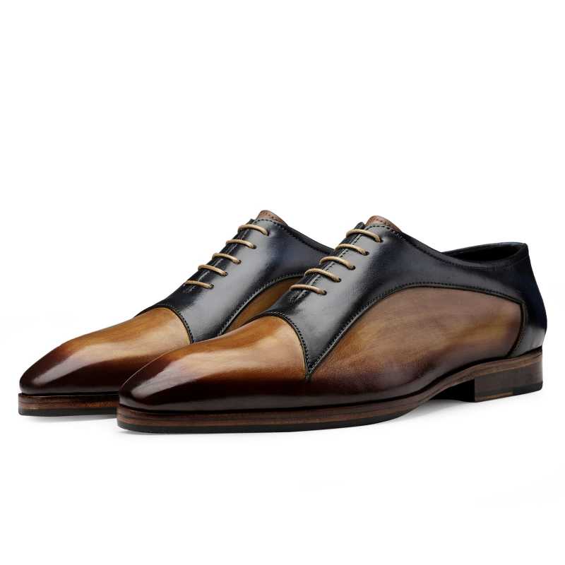 Hawk Derby Shoes in Tan and Blue