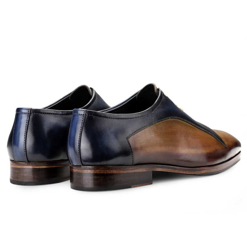Hawk Derby Shoes in Tan and Blue