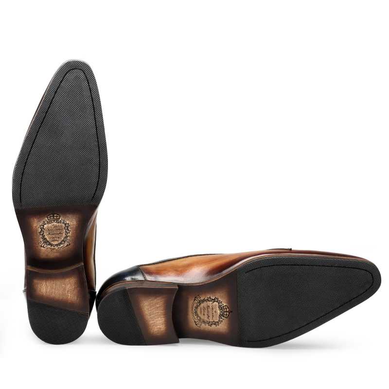 Hawk Derby Shoes in Tan and Blue