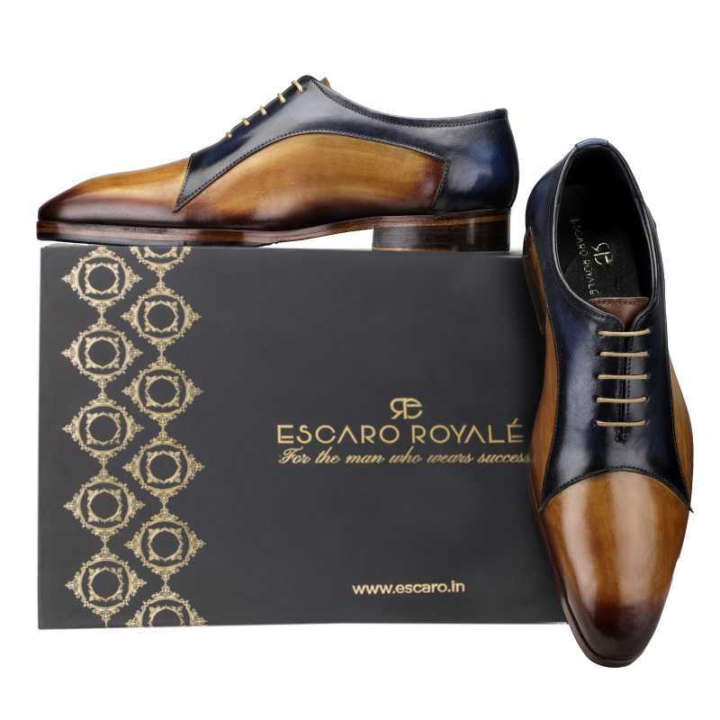 Hawk Derby Shoes in Tan and Blue