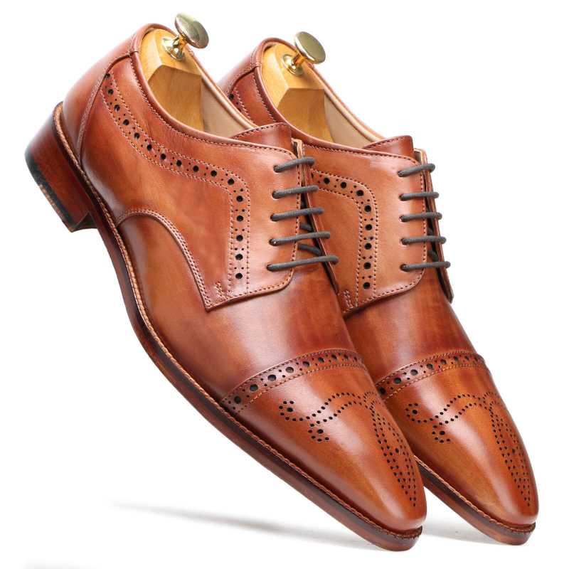 Brown Designer Derby Shoes in Brown