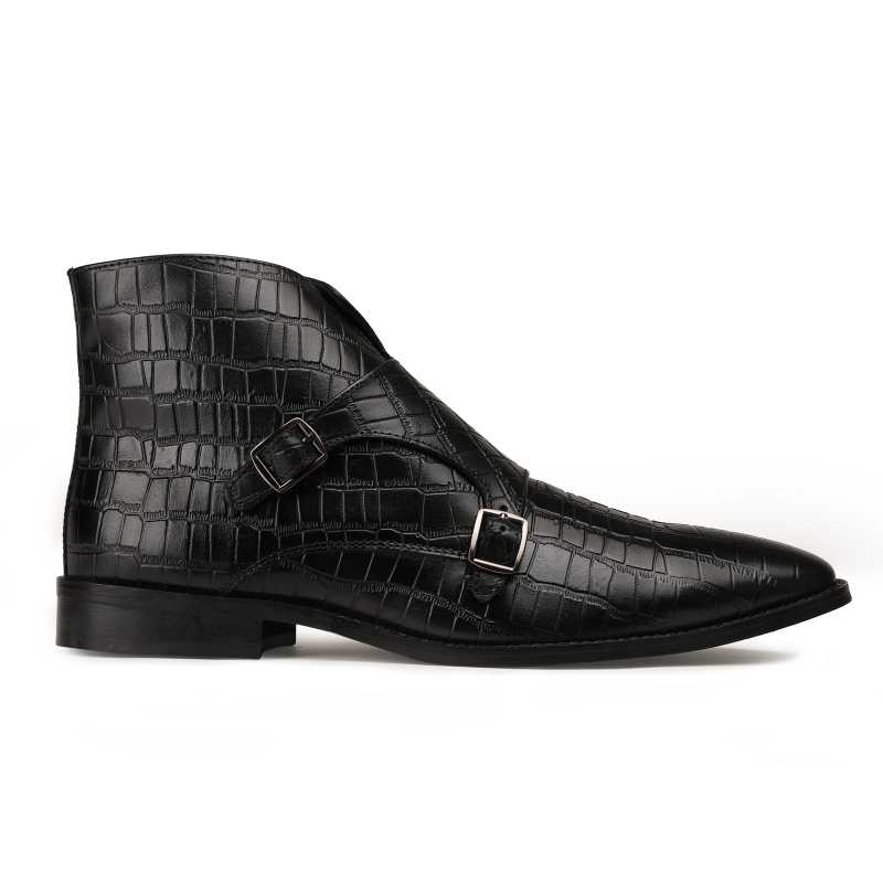 Branco Double-Monk Black Ankle Boots