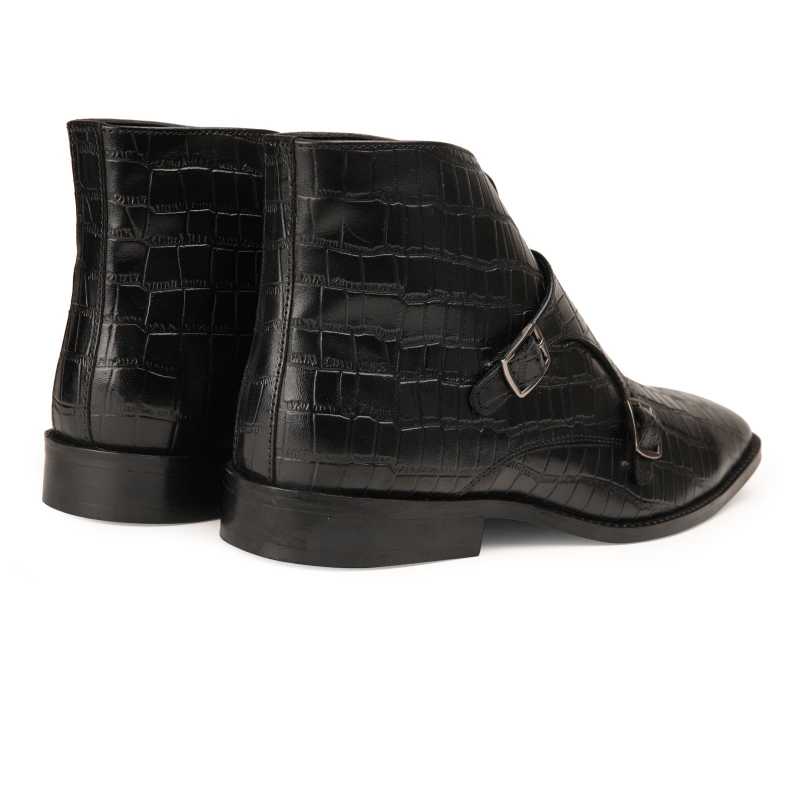 Branco Double-Monk Black Ankle Boots