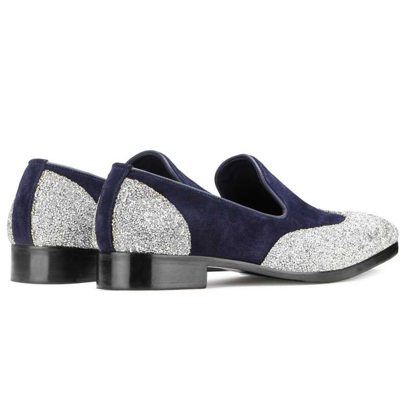 Bling Designer Wingtip Loafers in Blue