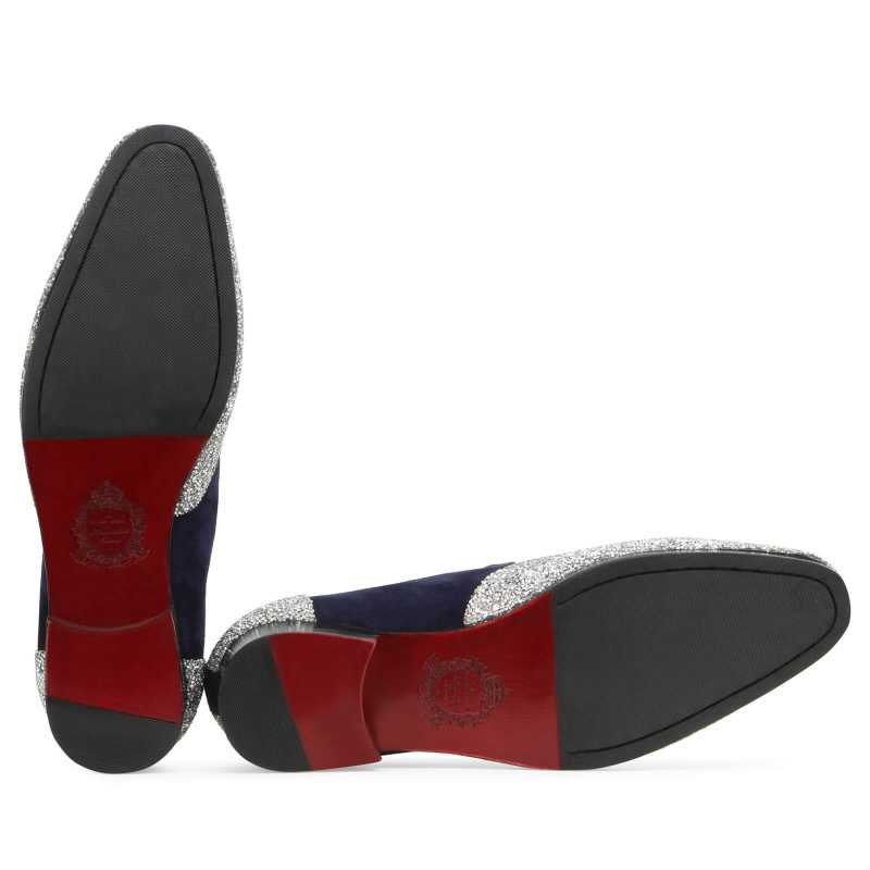 Bling Designer Wingtip Loafers in Blue