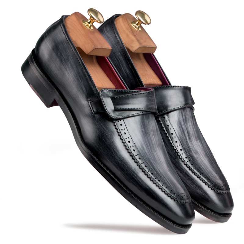 Rudy Designer Penny Loafers in Gray