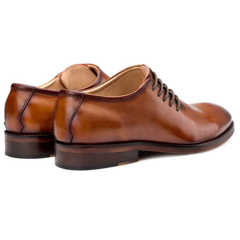 Zeus Side-Laceup Wholecut Oxfords in Cognac