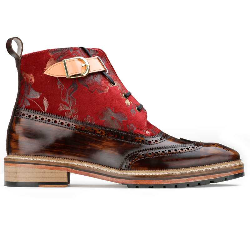 Piero Designer Wingtip Boots in Red