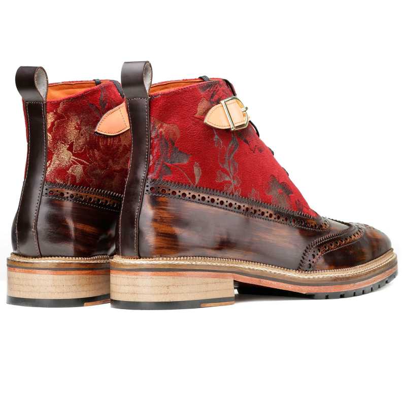 Piero Designer Wingtip Boots in Red