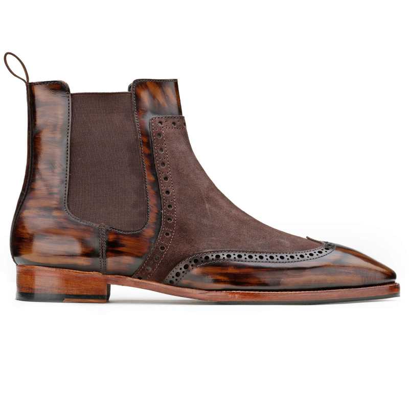 Agnolo Wingtip Chelsea Boots in Brown