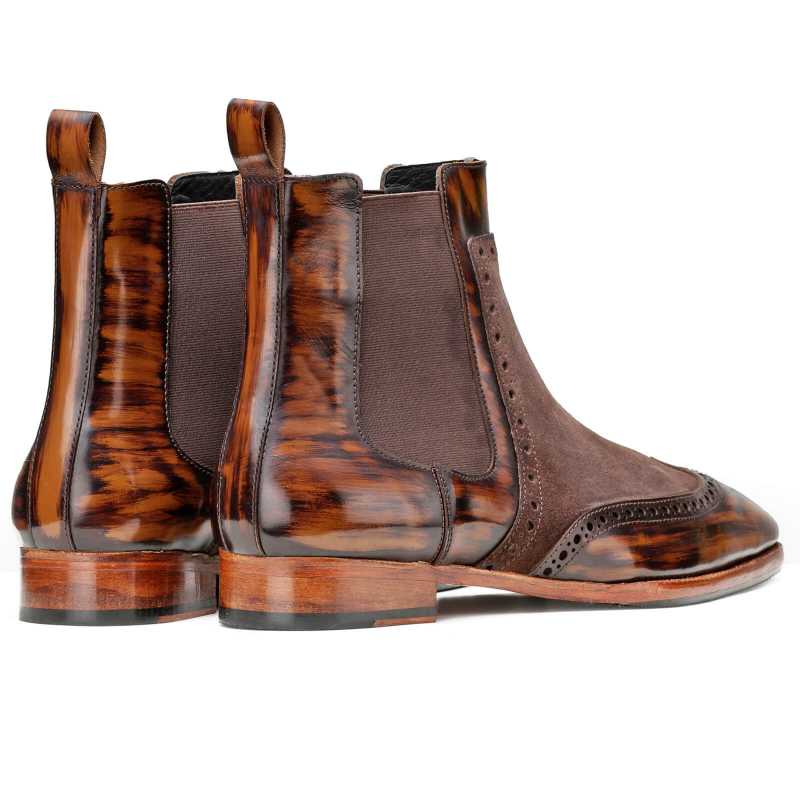 Agnolo Wingtip Chelsea Boots in Brown