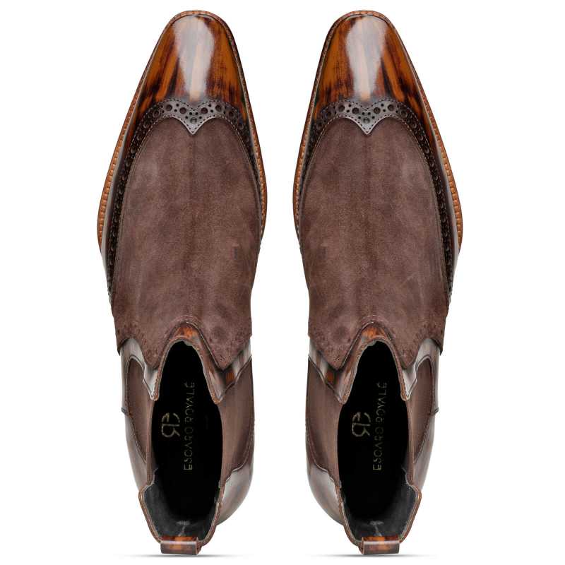 Agnolo Wingtip Chelsea Boots in Brown