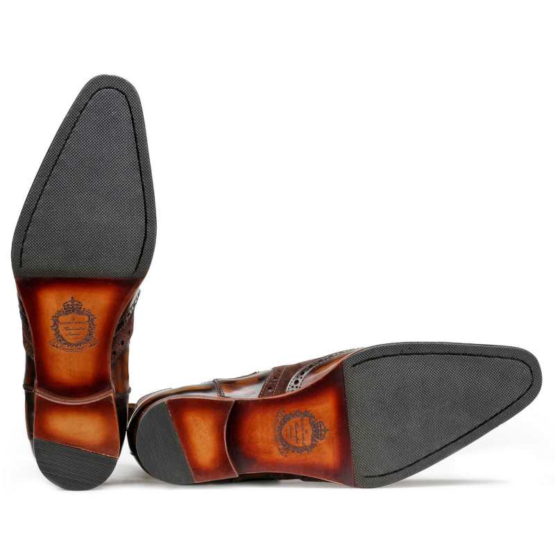 Agnolo Wingtip Chelsea Boots in Brown