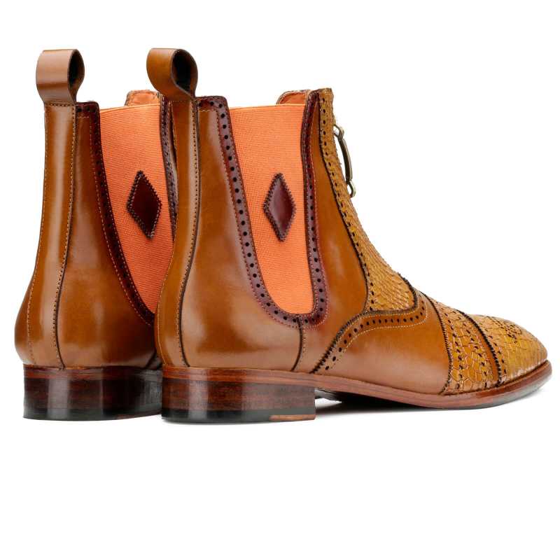 Antonio Zipper Boots in Tan