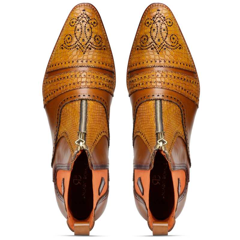 Antonio Zipper Boots in Tan