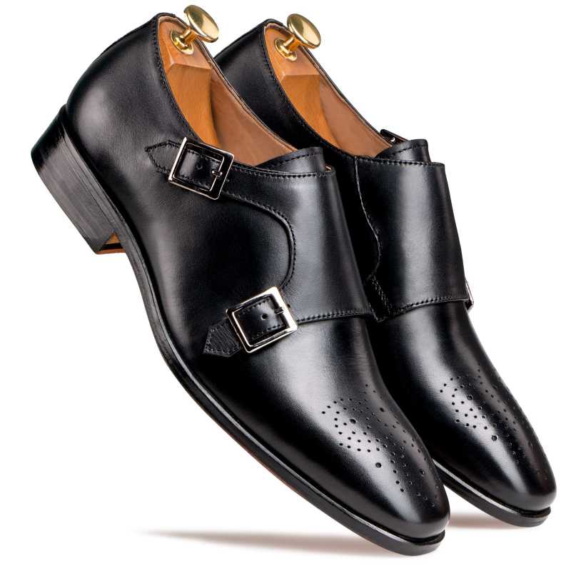 The Lincoln Monk Medallion Loafer In Black / clearance