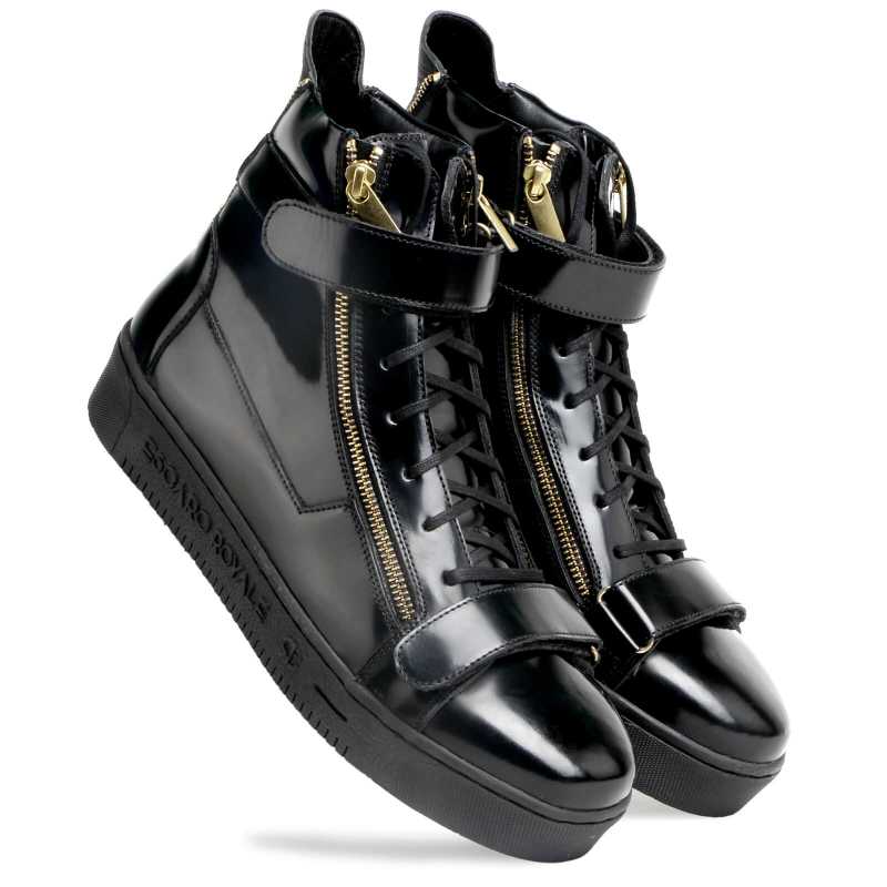 Phenom Hightop Patent Sneakers in Black