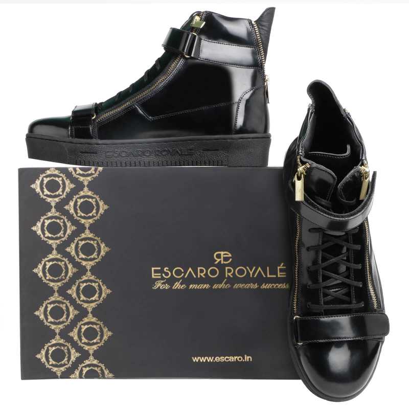 Phenom Hightop Patent Sneakers in Black