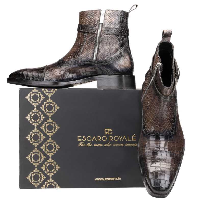 Noble Ankle Boots with Zipper in Grey