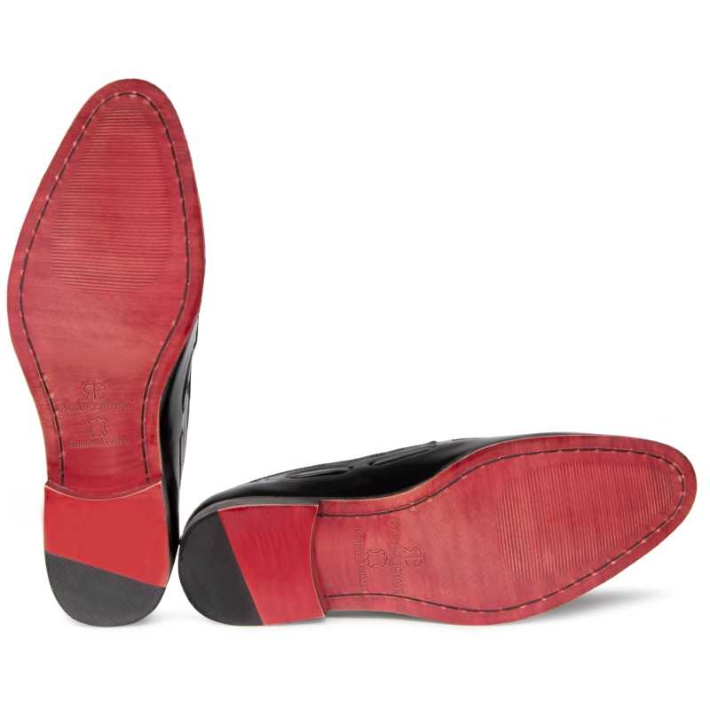 Russel High-Gloss Bowtie Tassel Loafers in Black