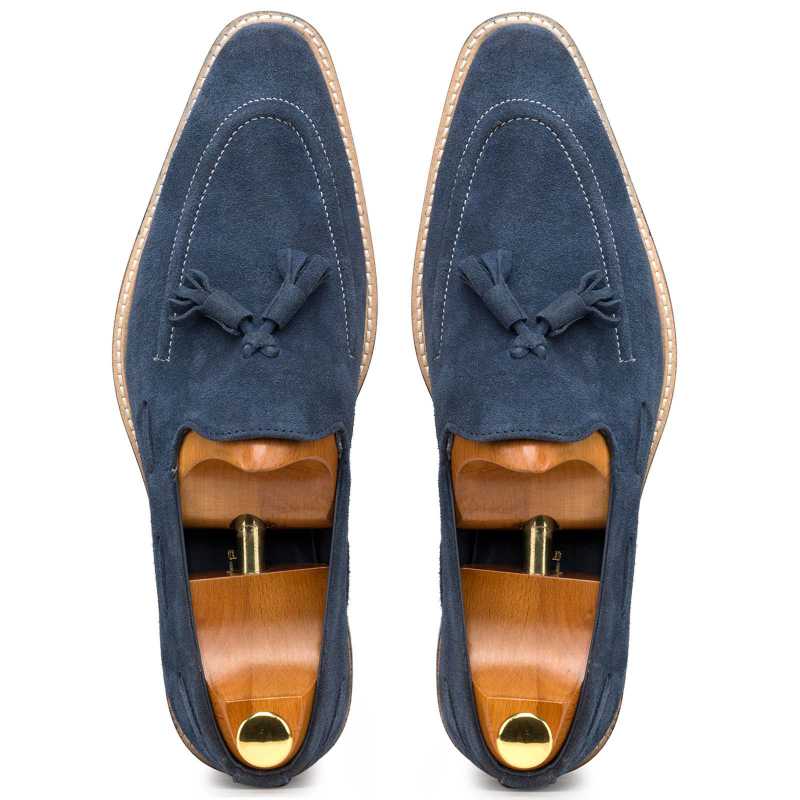 Nogales Suede Tassel Loafers in Blue