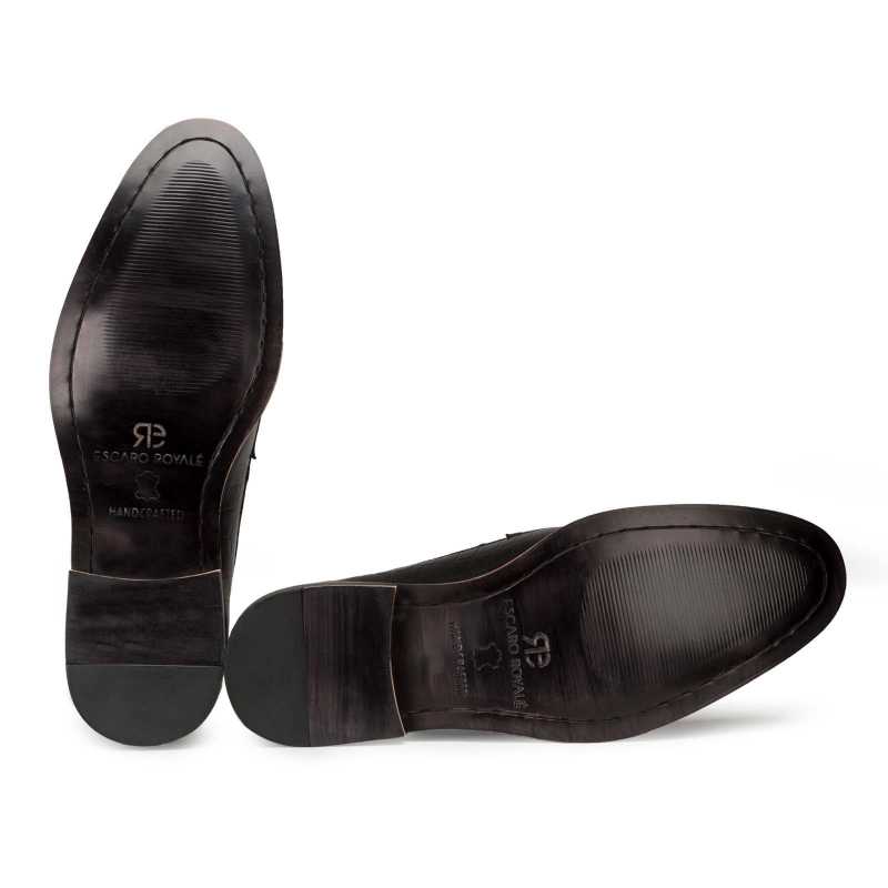Enrico Croco-Embossed Penny Loafers in Black