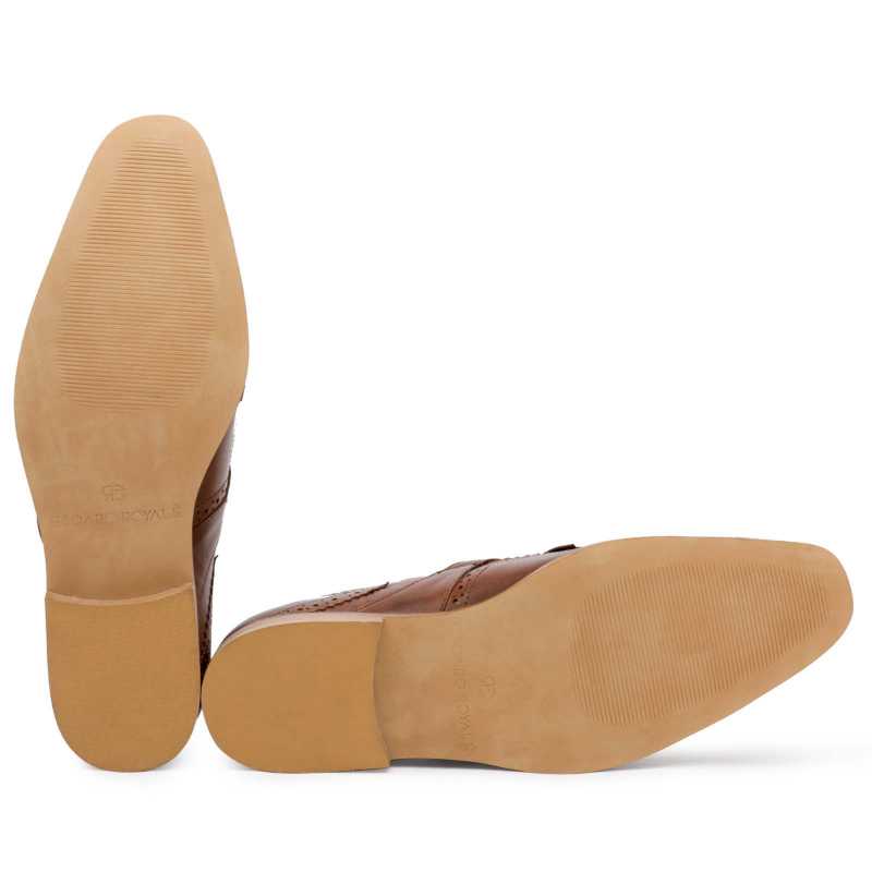 Burnished-Brown Full Grain Leather Kiltie Monkstrap Shoes