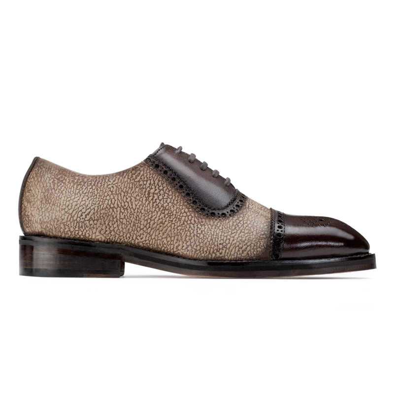 Carlo Medallion Captoe Dual-Pattern Brown Oxford