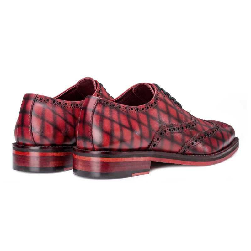 Corleone Check Brogues in Deep Red