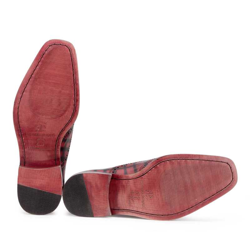 Corleone Check Brogues in Deep Red