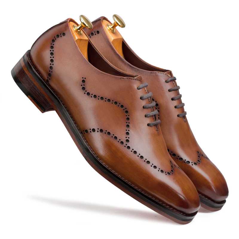 Michael Wholecut Wingtip Oxfords in Tan
