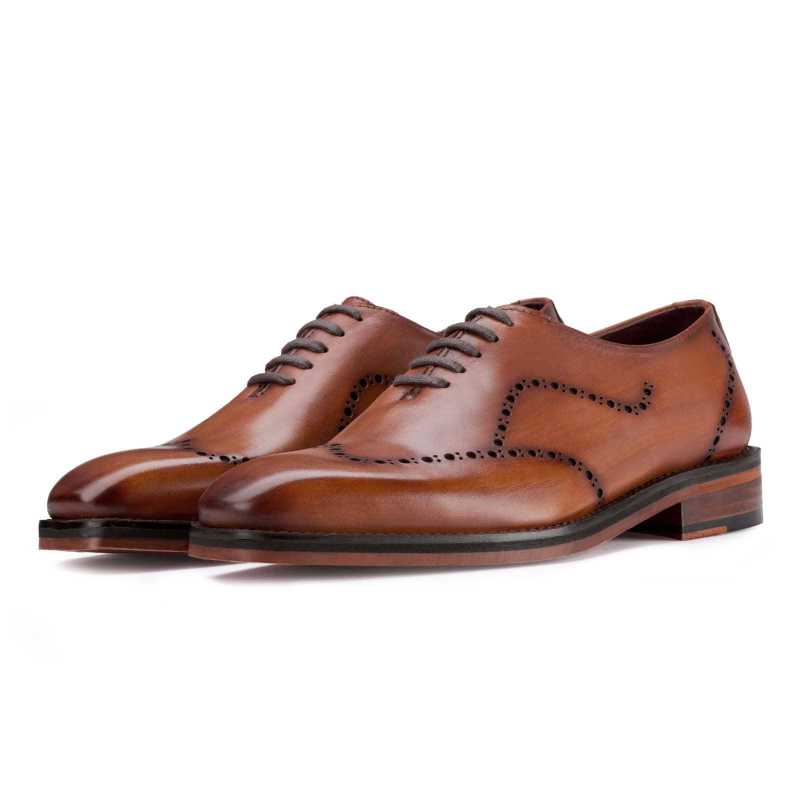 Michael Wholecut Wingtip Oxfords in Tan